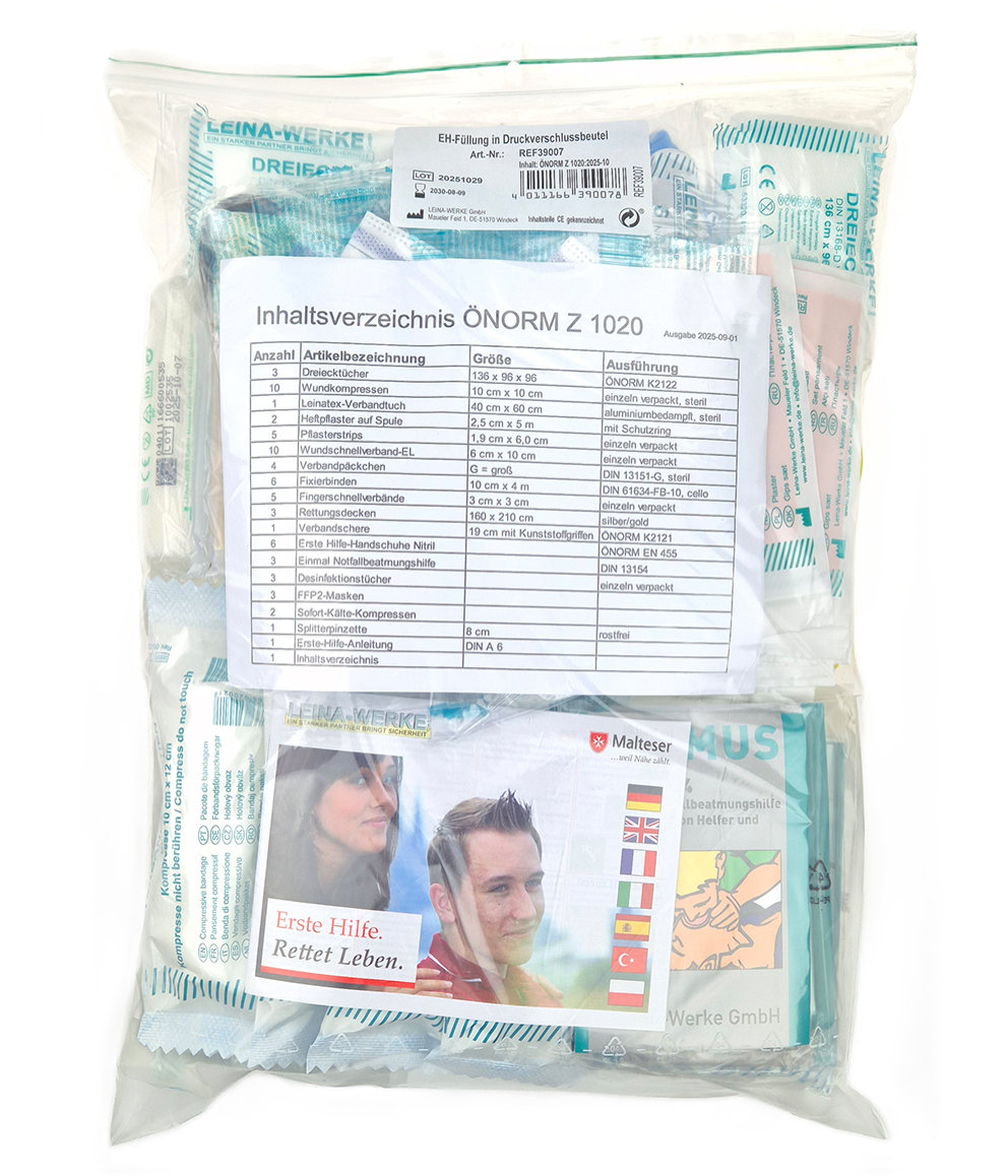 Füllung für Typ 2 Erste Hilfe Koffer auf ÖNORM Z1020:2025