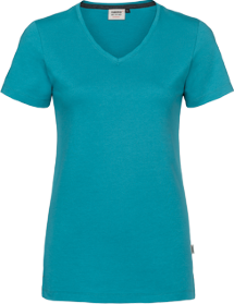 Hakro® Damen V-Shirt Cotton-Tec 169 / smaragd