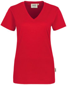 HAKRO Damen V-Shirt Classic 126, rot