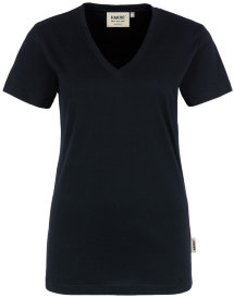 HAKRO Damen V-Shirt Classic 126, schwarz