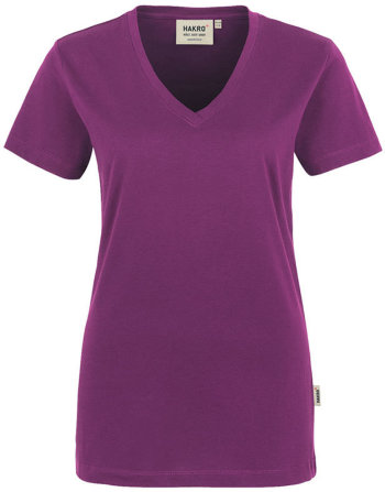 HAKRO Damen V-Shirt Classic 126, aubergine