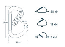 CAMP Safety Karabiner OVAL XL 3LOCK Technische Zeichnung