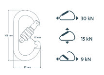 CAMP Safety Karabiner OVAL PRO 3LOCK Technische Zeichnung