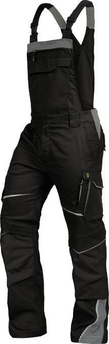 Leibwächter Latzhose FLEX-Line, schwarz/grau