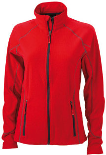 Damen Fleecejacke Structure, rot/grau