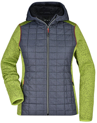 Damen Hybrid Strickjacke, kiwi meliert/anthrazit