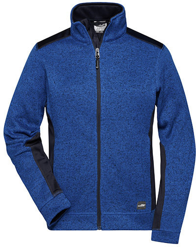 Damen Strickfleece-Jacke, royal meliert/navy