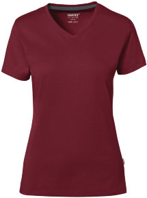 HAKRO Damen V-Shirt Cotton-Tec 169, weinrot